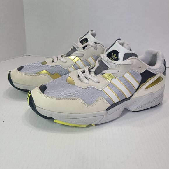 Men's Adidas Running Shoes Originals Yung 96 Sz 13 Sneakers Gray White Gold - Picture 3 of 10